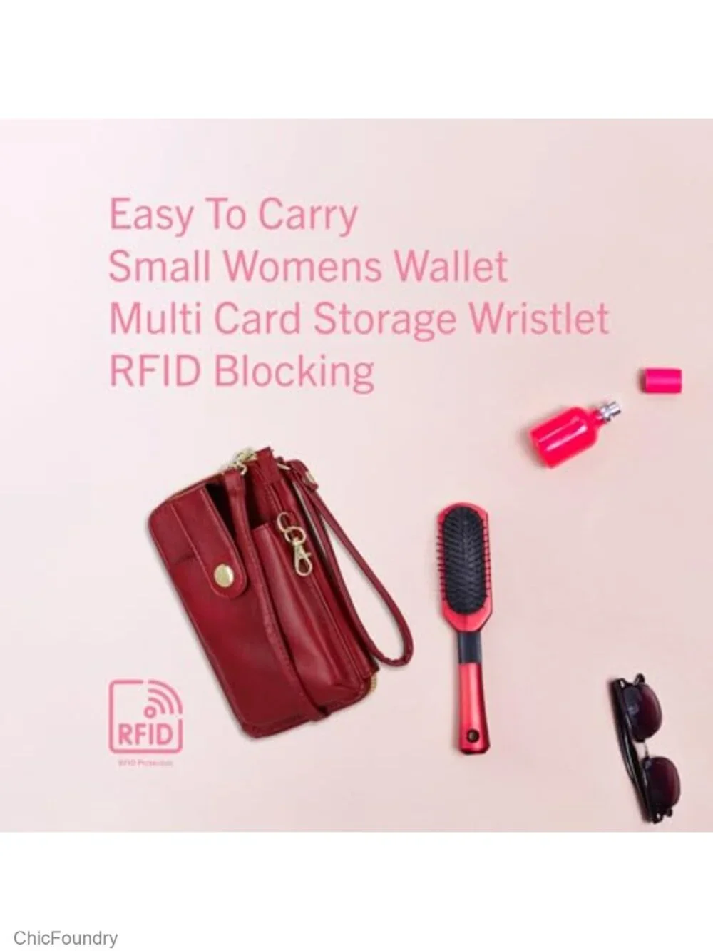 Vegan Leather RFID Crossbody Wallet with Phone Holder, Removable Strap